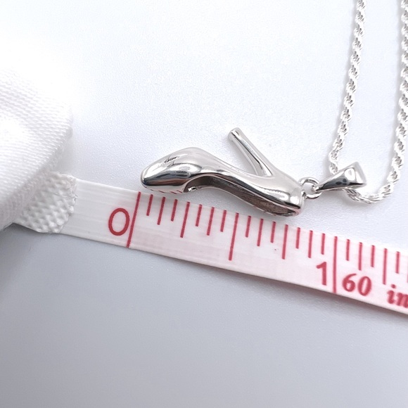 .925 Sterling Silver High Heel Shoe Necklace - Picture 17 of 17